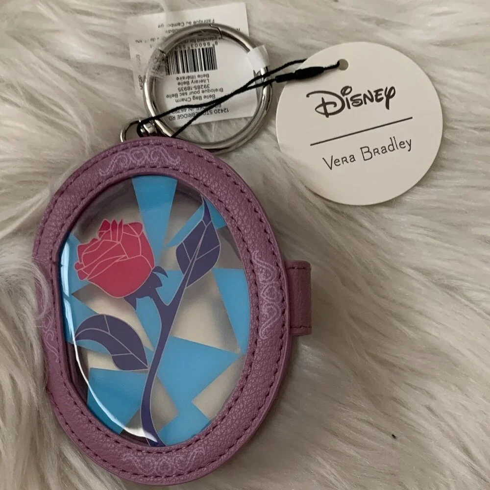 VERA BRADLEY X DISNEY Beauty and the Beast Rose Mirror Key Charm Ring - Picture 1 of 4